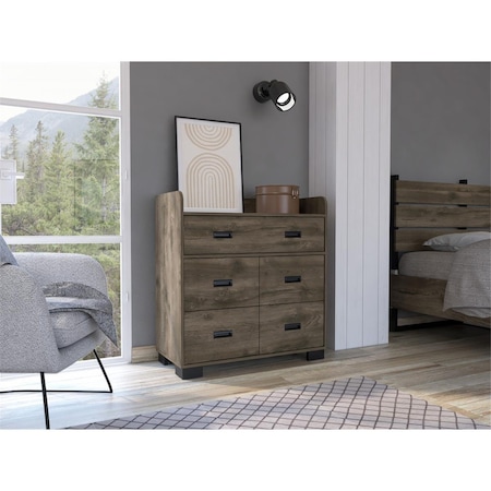 Gfancy Fixtures 33 in. Manufactured Wood Five Drawer Standard Dresser, Dark Brown GF3103274